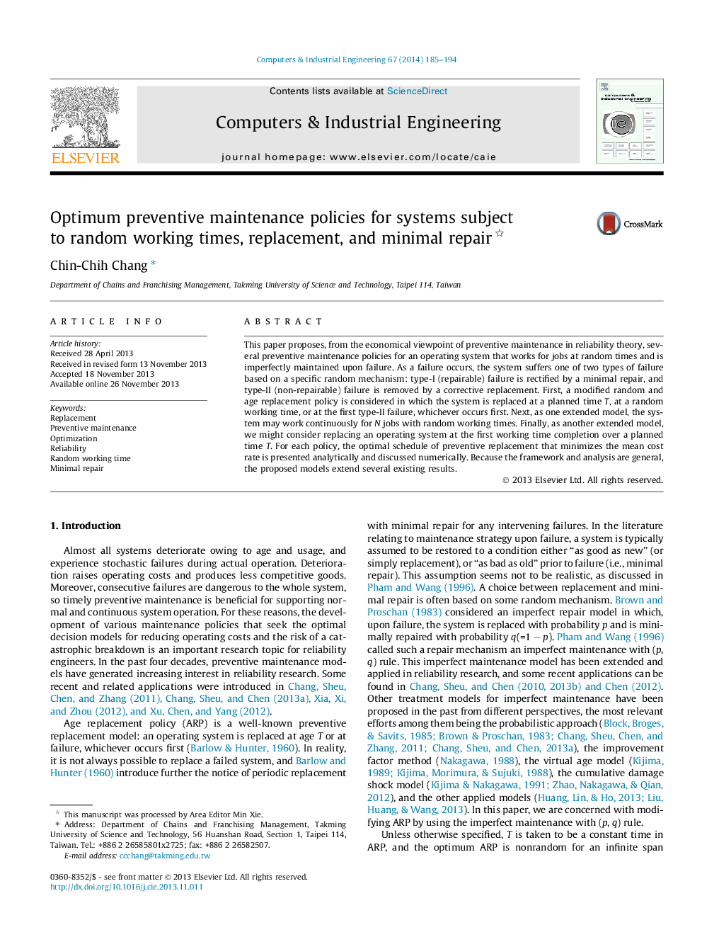 Optimum preventive maintenance policies for systems subject to random working times, replacement, and minimal repair 