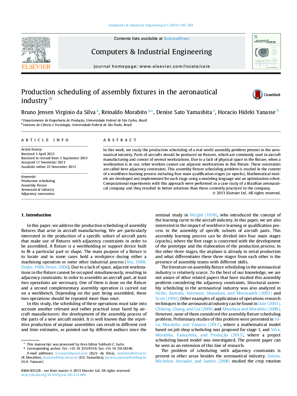 Production scheduling of assembly fixtures in the aeronautical industry 