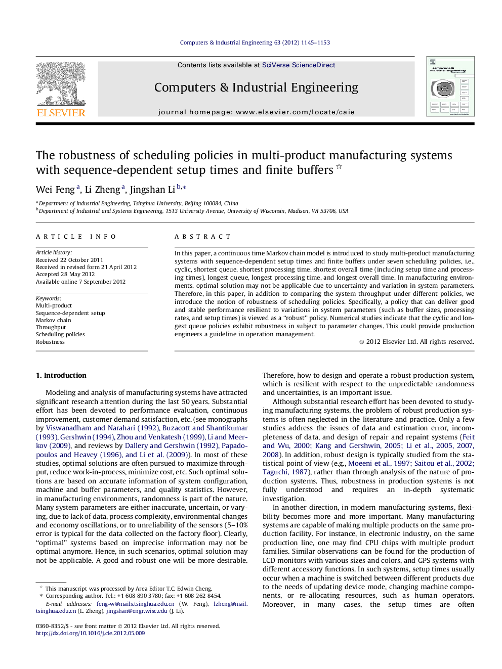 The robustness of scheduling policies in multi-product manufacturing systems with sequence-dependent setup times and finite buffers 