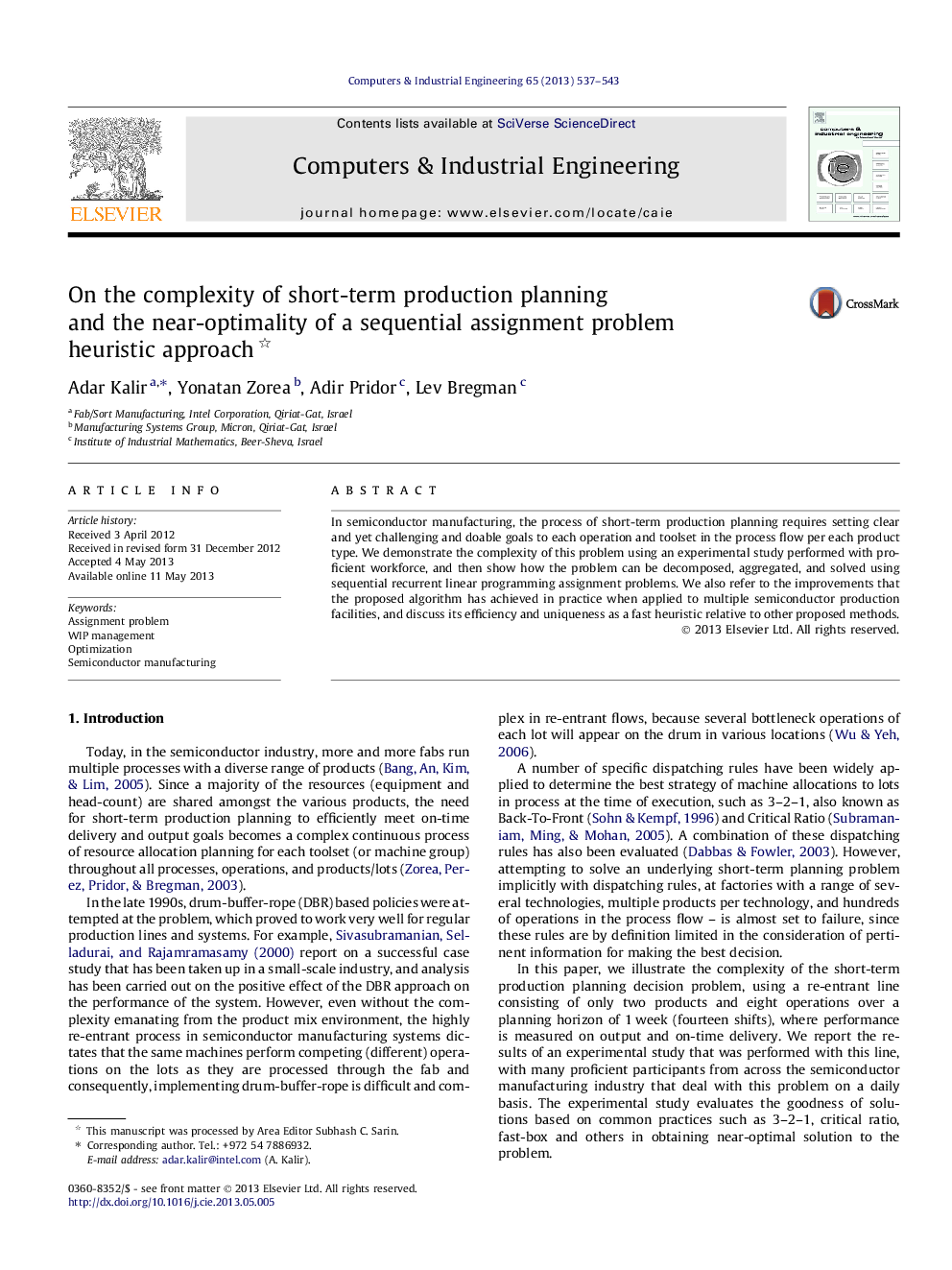 On the complexity of short-term production planning and the near-optimality of a sequential assignment problem heuristic approach 