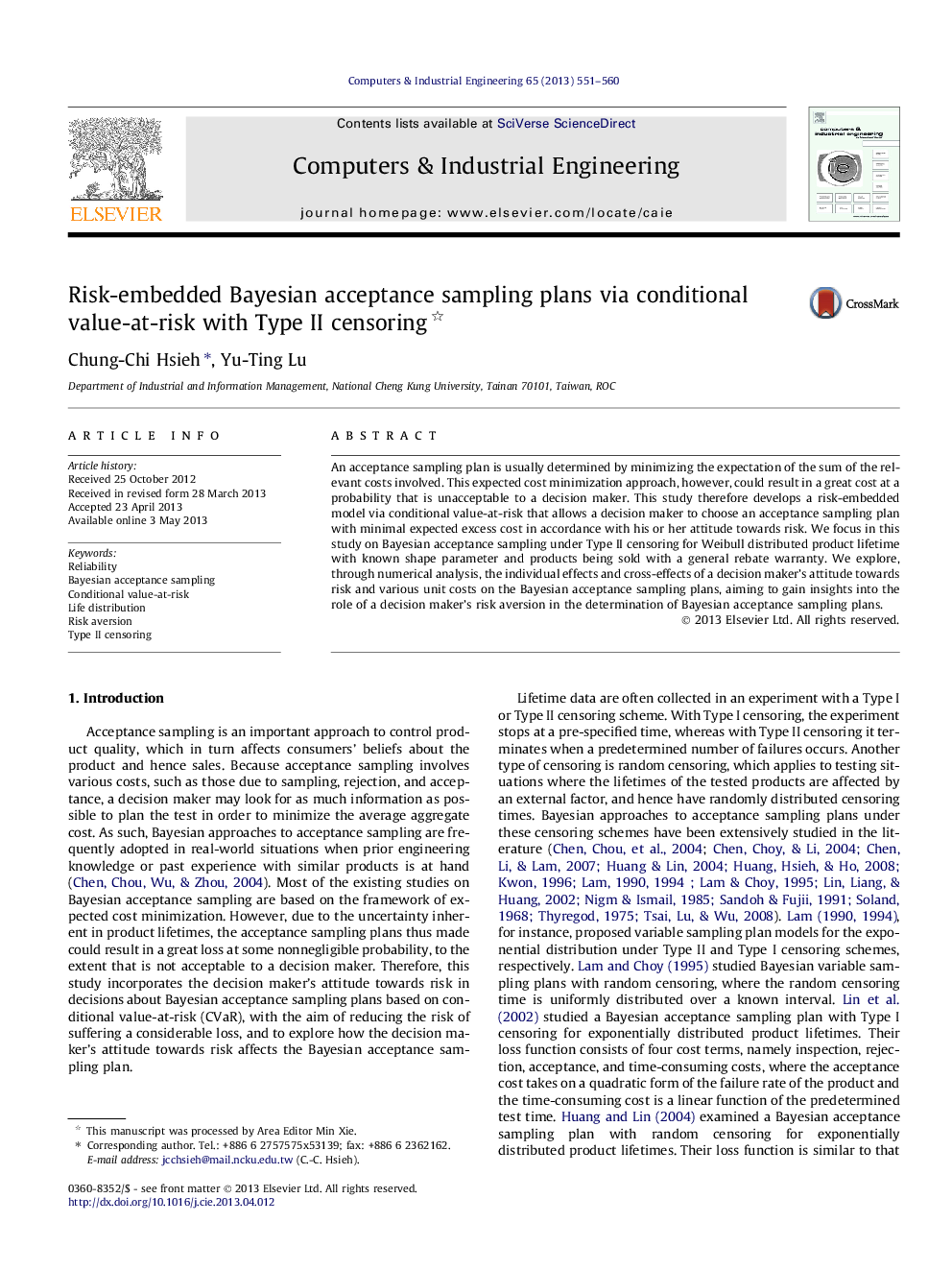 Risk-embedded Bayesian acceptance sampling plans via conditional value-at-risk with Type II censoring 