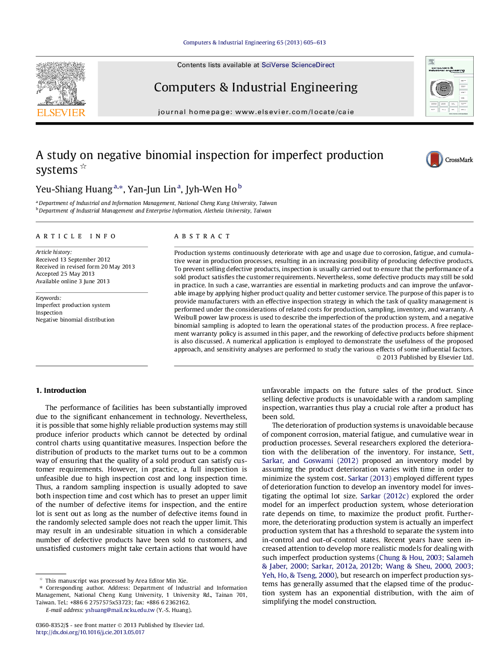 A study on negative binomial inspection for imperfect production systems