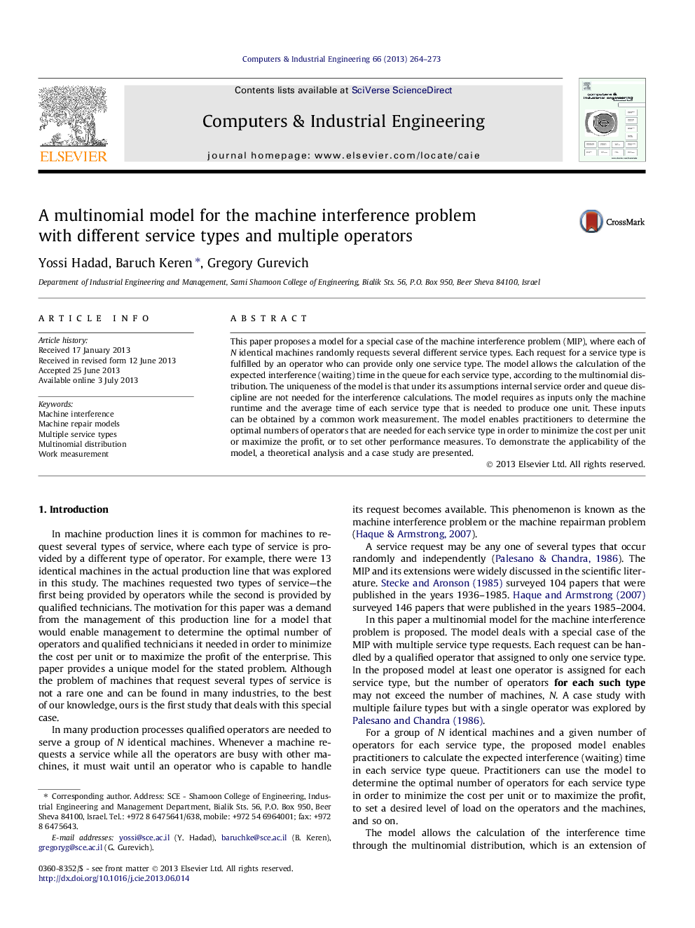 A multinomial model for the machine interference problem with different service types and multiple operators