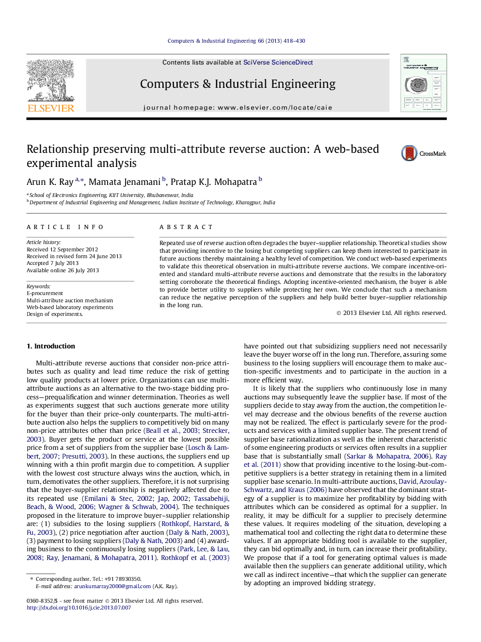 Relationship preserving multi-attribute reverse auction: A web-based experimental analysis