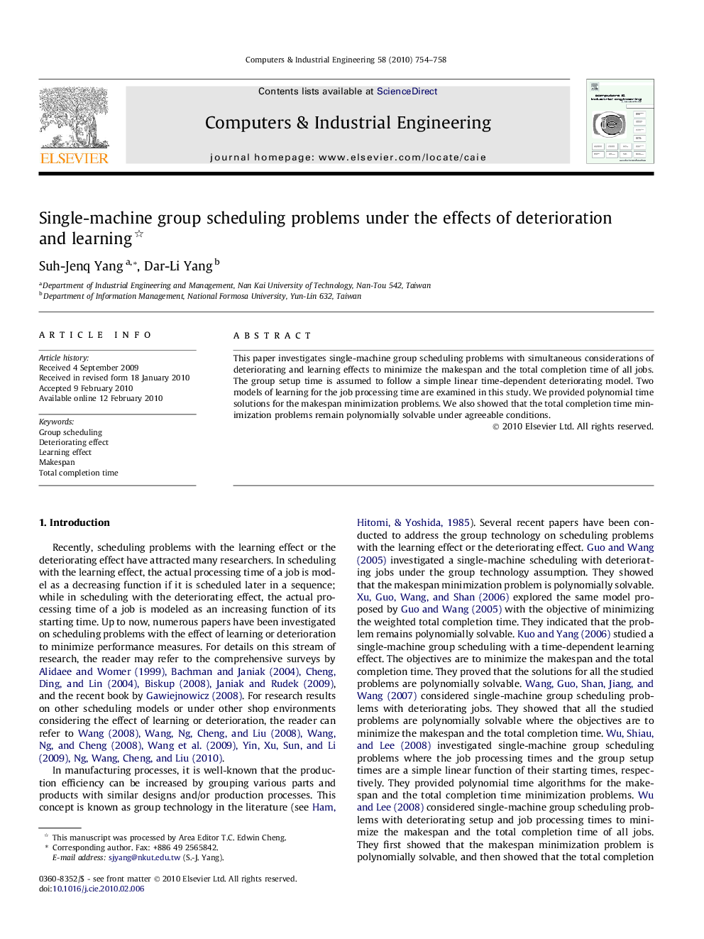 Single-machine group scheduling problems under the effects of deterioration and learning 