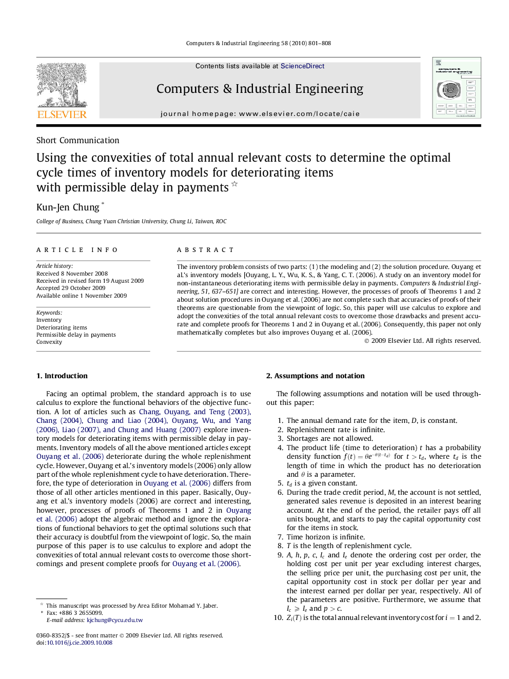 Using the convexities of total annual relevant costs to determine the optimal cycle times of inventory models for deteriorating items with permissible delay in payments 