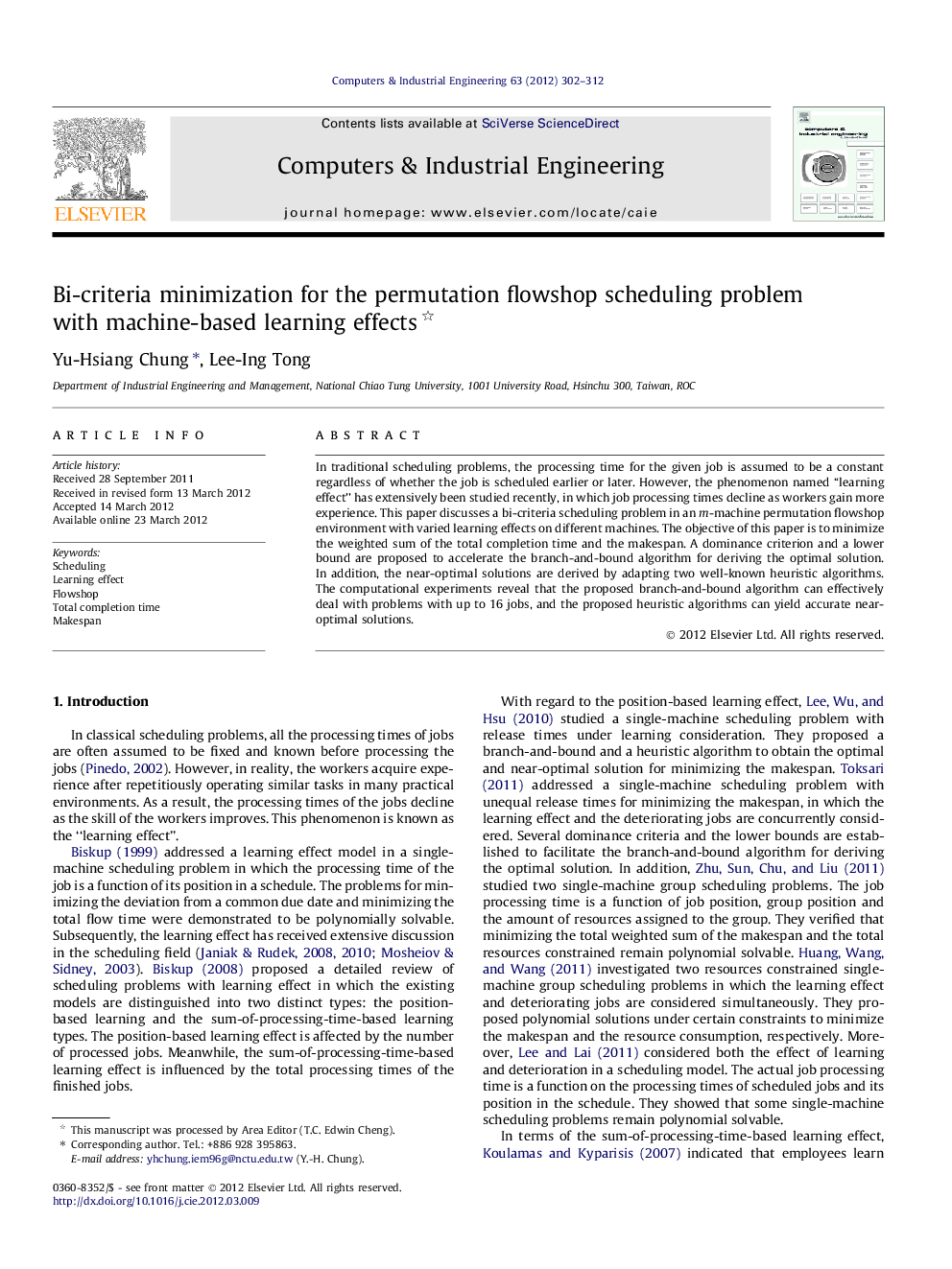 Bi-criteria minimization for the permutation flowshop scheduling problem with machine-based learning effects 