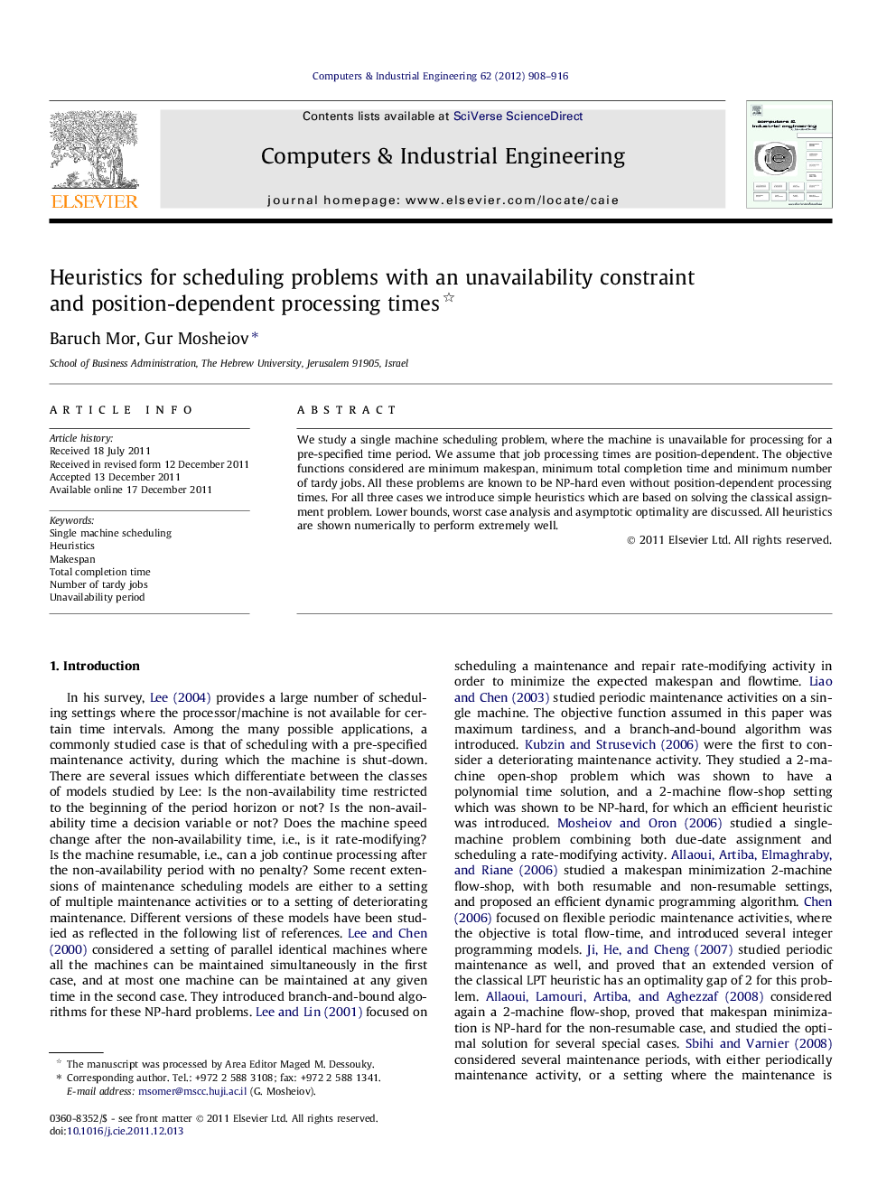 Heuristics for scheduling problems with an unavailability constraint and position-dependent processing times 