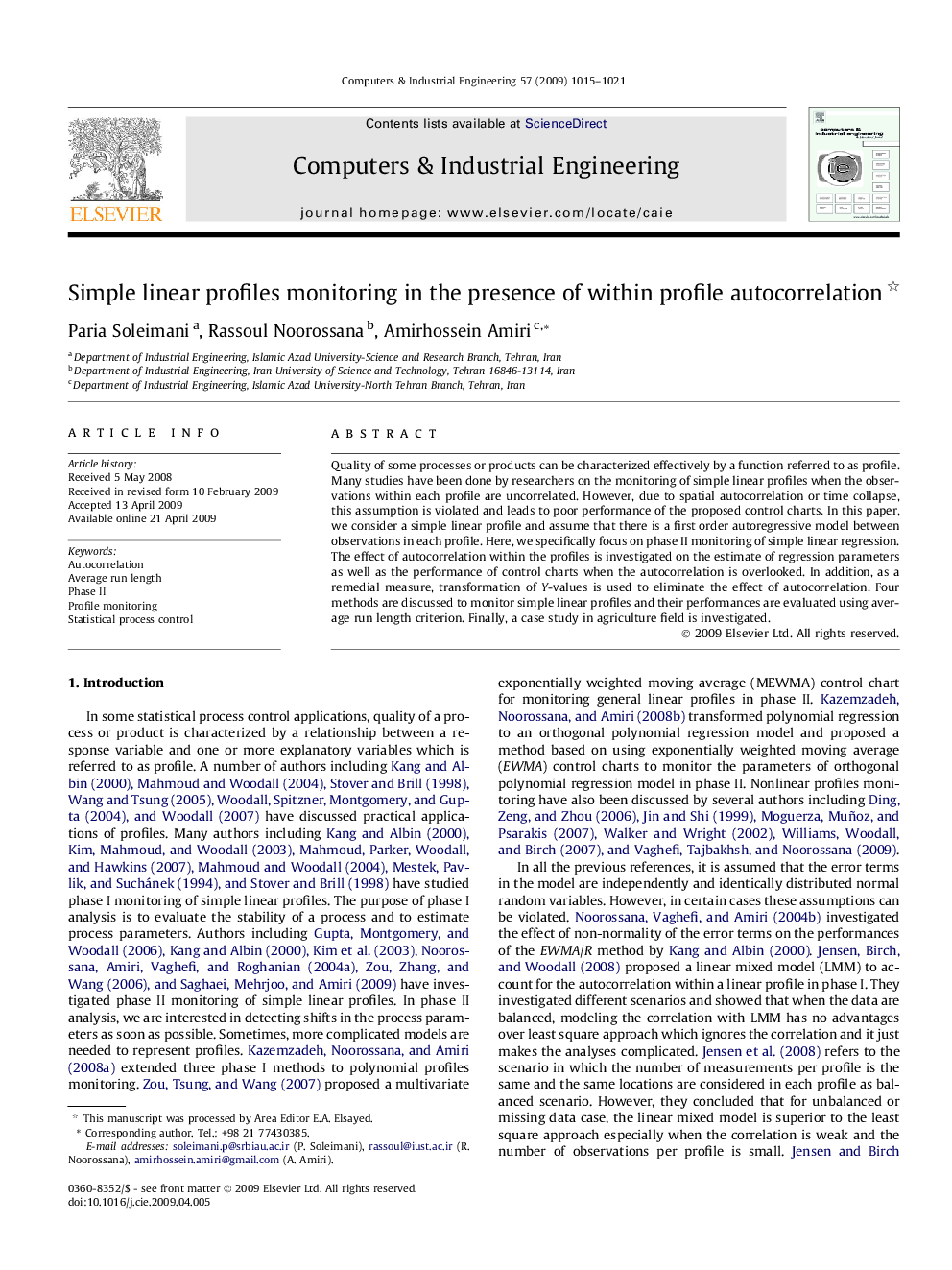 Simple linear profiles monitoring in the presence of within profile autocorrelation 