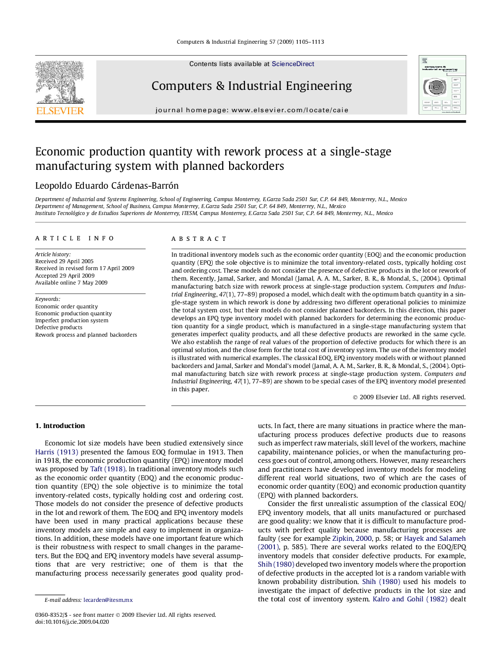 Economic production quantity with rework process at a single-stage manufacturing system with planned backorders