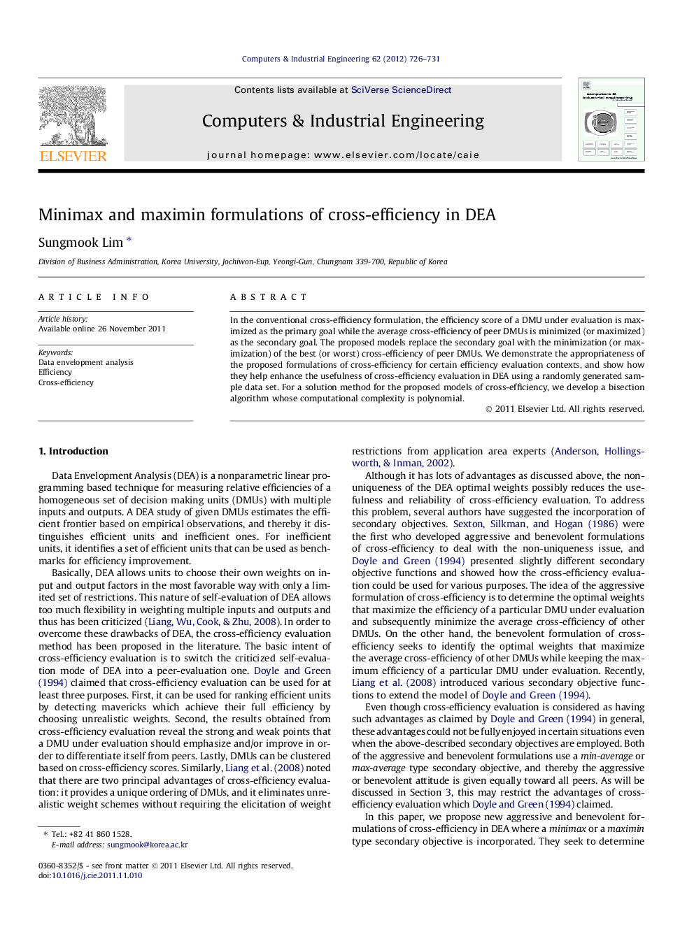 Minimax and maximin formulations of cross-efficiency in DEA