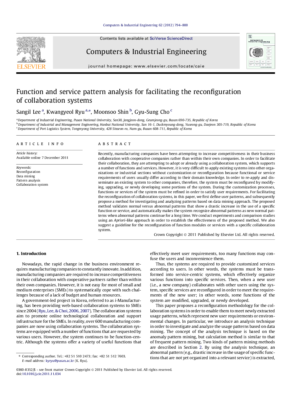 عکس صفحه اول مقاله: Function and service pattern analysis for facilitating the reconfiguration of collaboration systems Function and service pattern analysis for facilitating the reconfiguration of collaboration systems