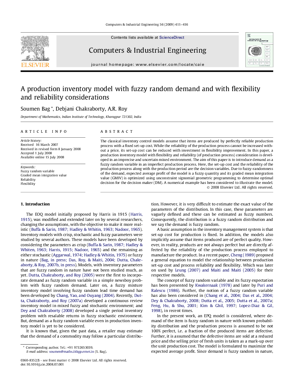 A production inventory model with fuzzy random demand and with flexibility and reliability considerations