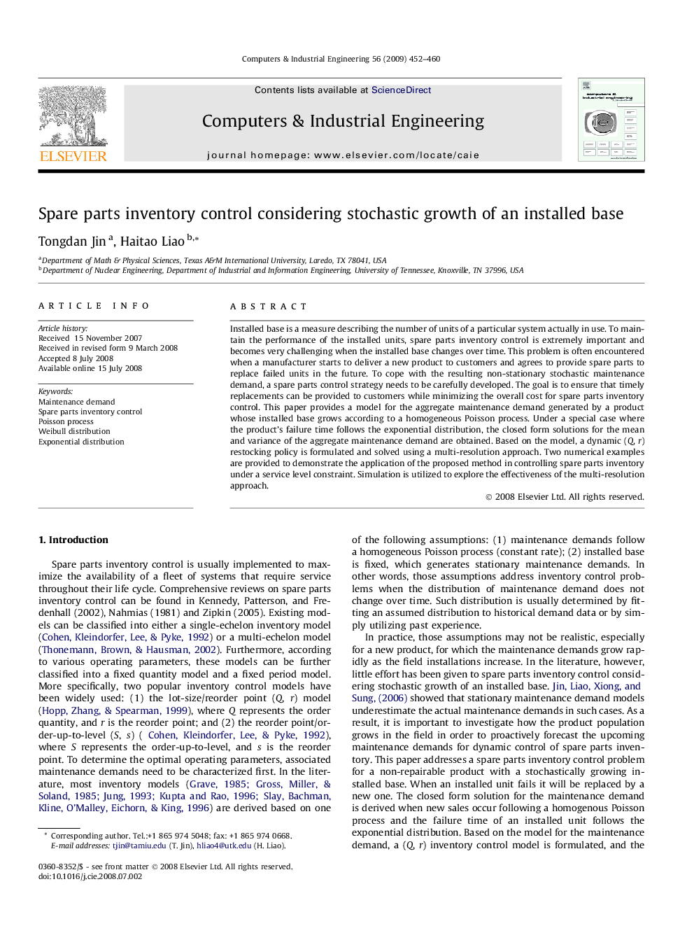 Spare parts inventory control considering stochastic growth of an installed base