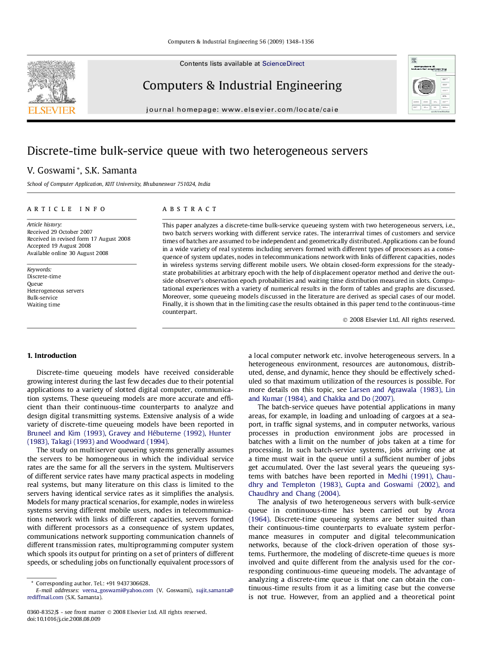 Discrete-time bulk-service queue with two heterogeneous servers