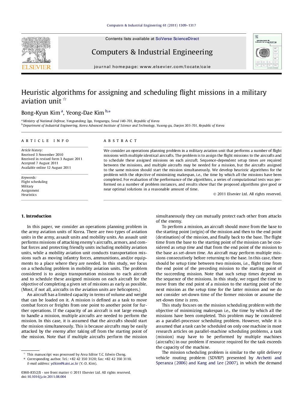 Heuristic algorithms for assigning and scheduling flight missions in a military aviation unit 