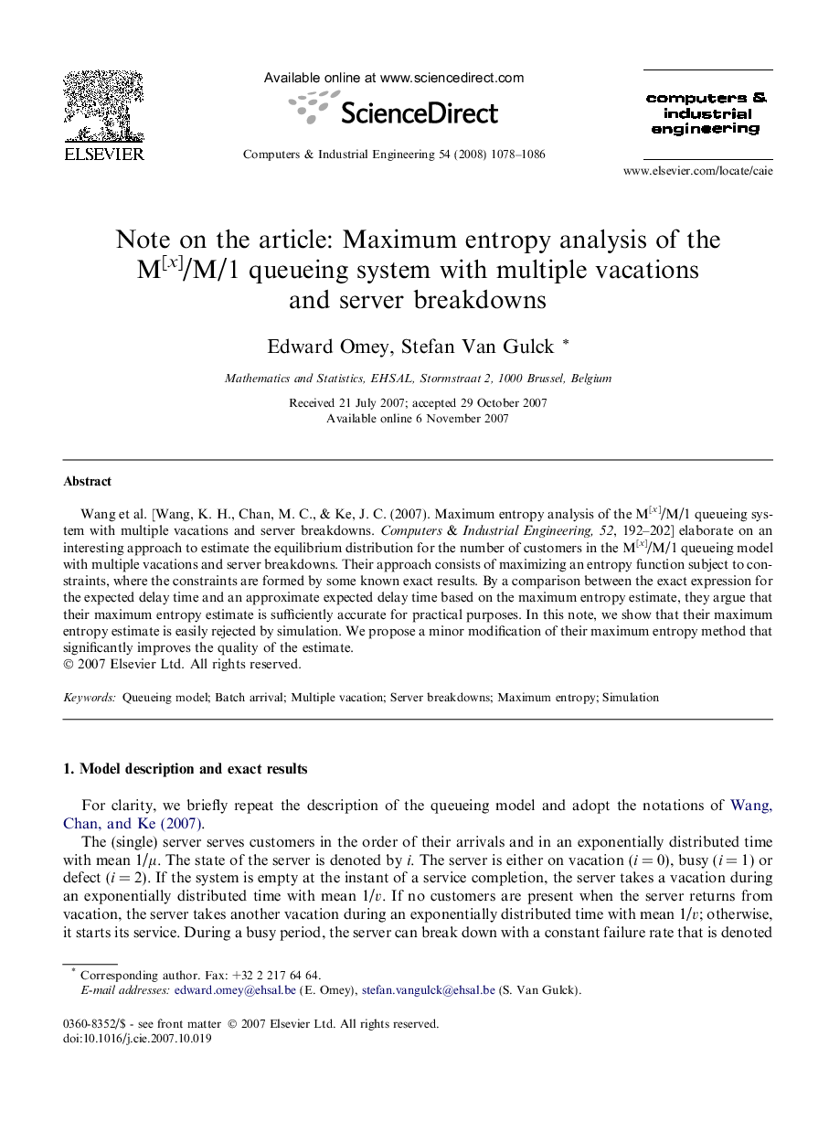 Note on the article: Maximum entropy analysis of the M[x]/M/1 queueing system with multiple vacations and server breakdowns