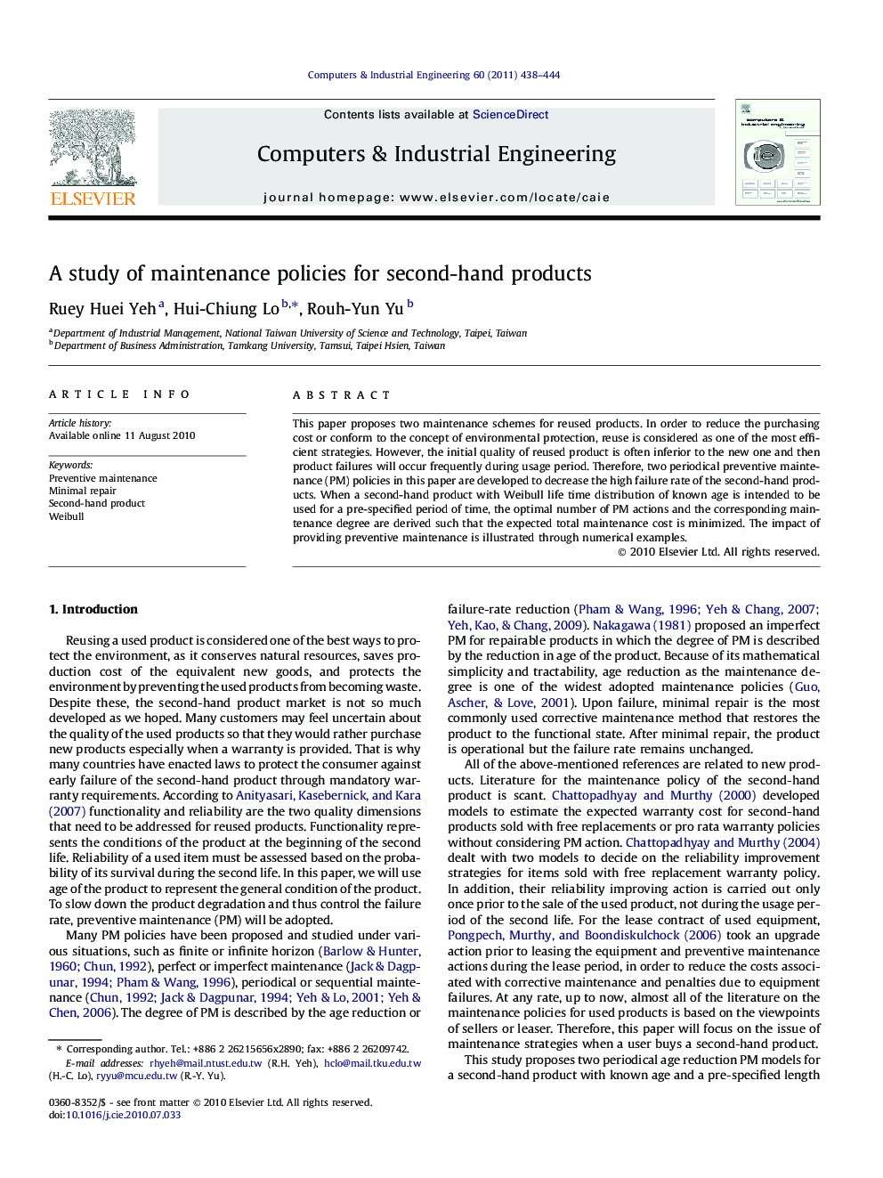 A study of maintenance policies for second-hand products