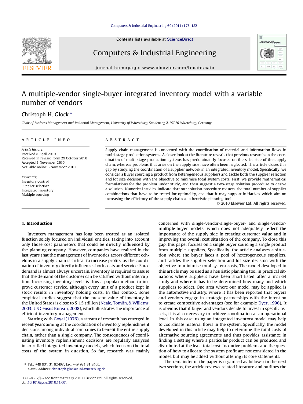 A multiple-vendor single-buyer integrated inventory model with a variable number of vendors