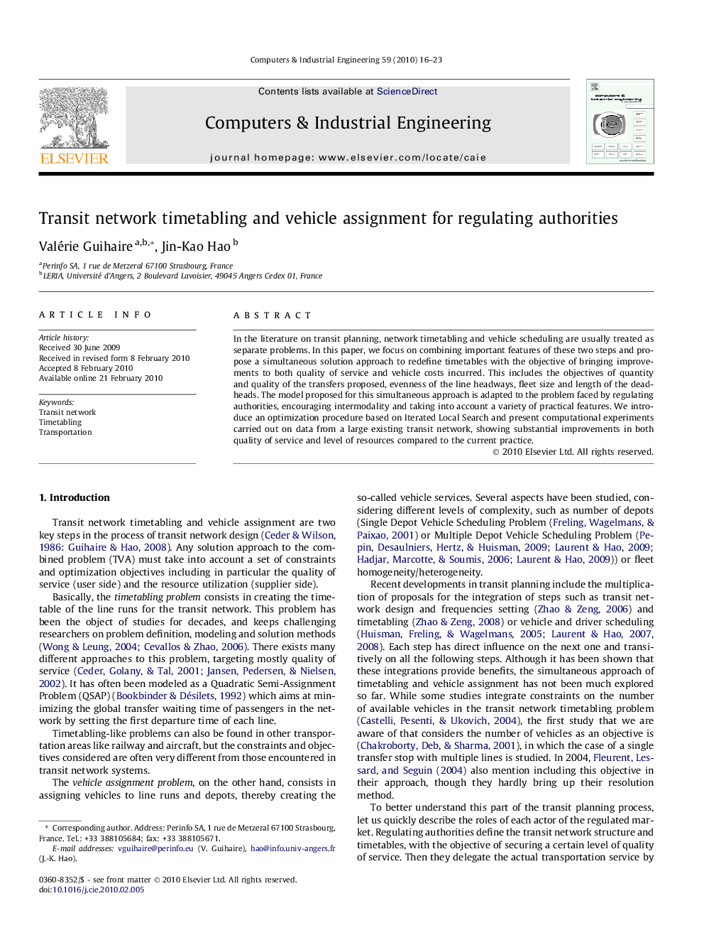 Transit network timetabling and vehicle assignment for regulating authorities