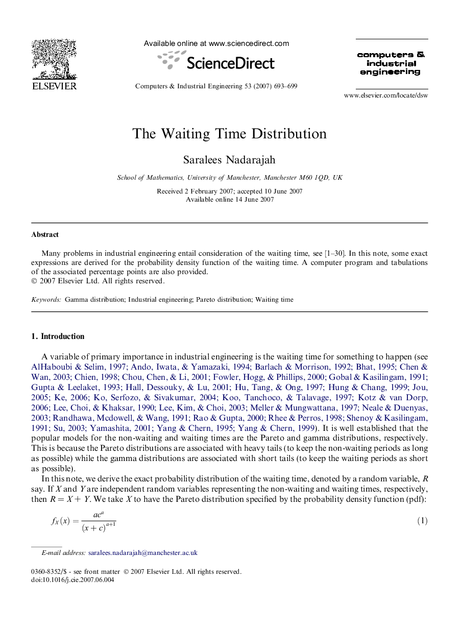 The Waiting Time Distribution