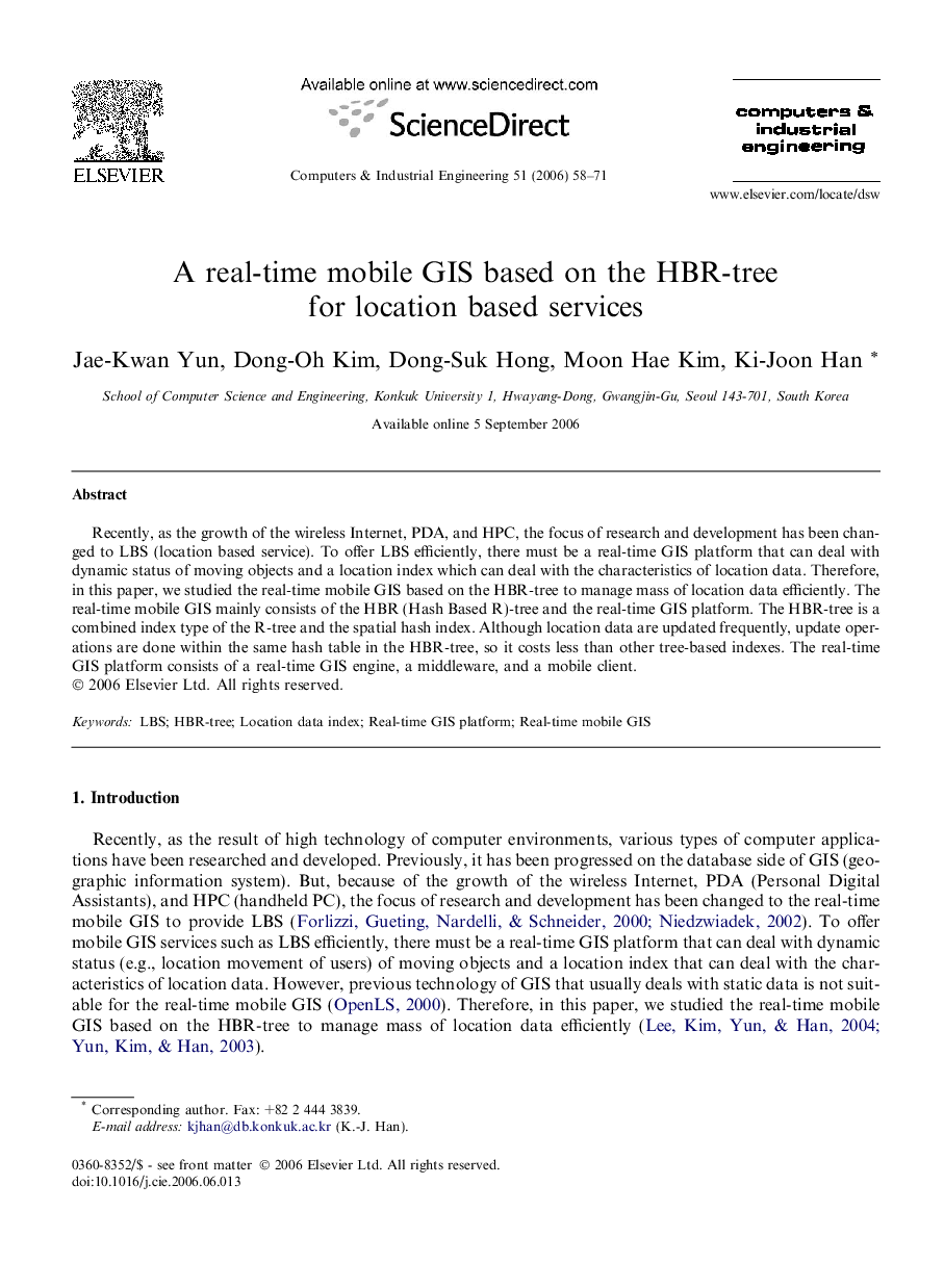 A real-time mobile GIS based on the HBR-tree for location based services