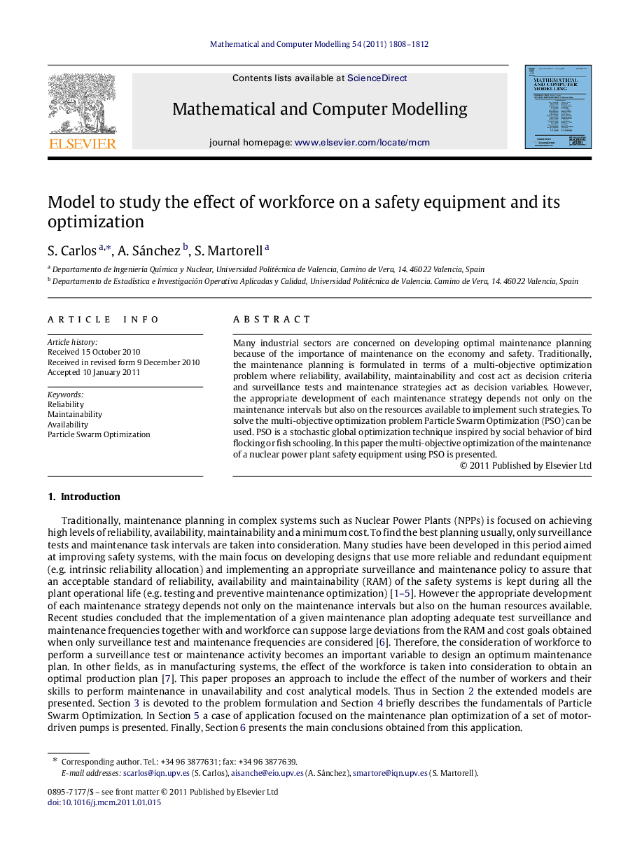 Model to study the effect of workforce on a safety equipment and its optimization