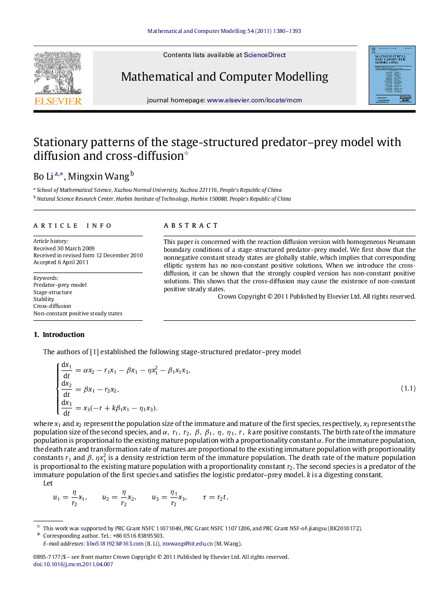 Stationary patterns of the stage-structured predator–prey model with diffusion and cross-diffusion 