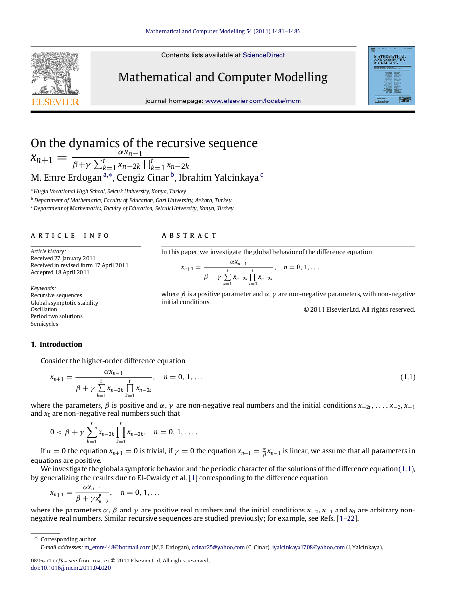 On the dynamics of the recursive sequence xn+1=αxn−1β+γ∑k=1txn−2k∏k=1txn−2k