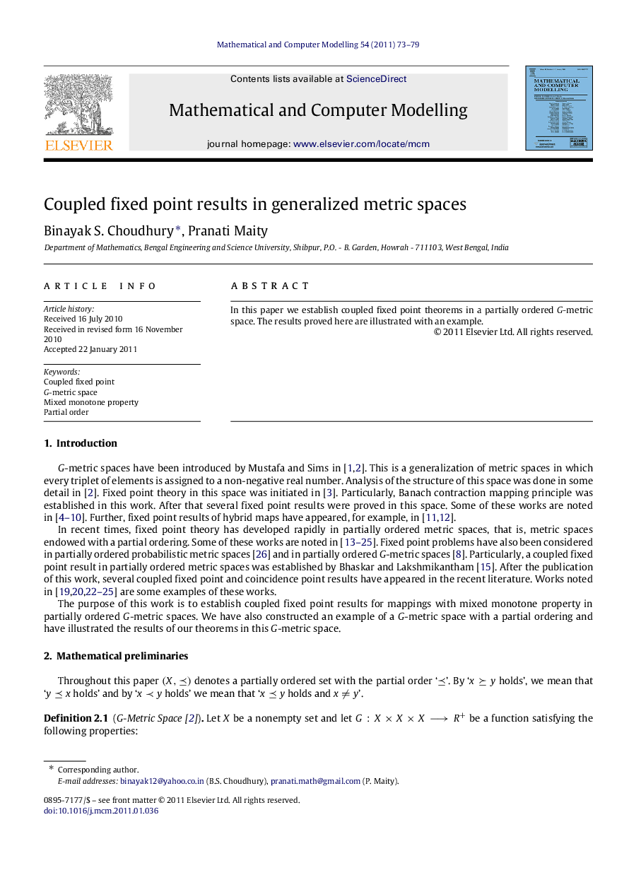 Coupled fixed point results in generalized metric spaces