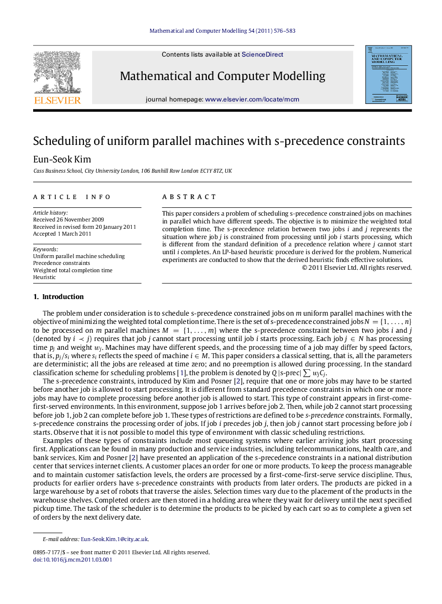 Scheduling of uniform parallel machines with s-precedence constraints