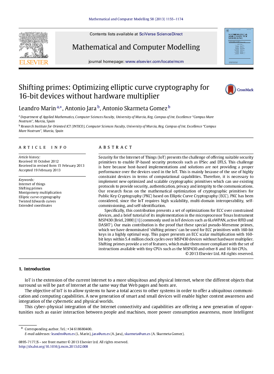 Shifting primes: Optimizing elliptic curve cryptography for 16-bit devices without hardware multiplier