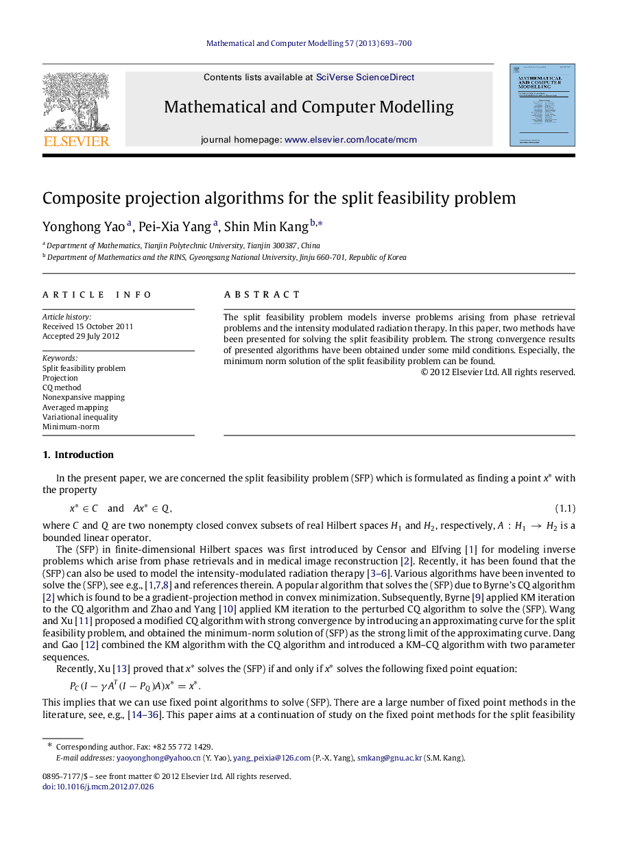 Composite projection algorithms for the split feasibility problem