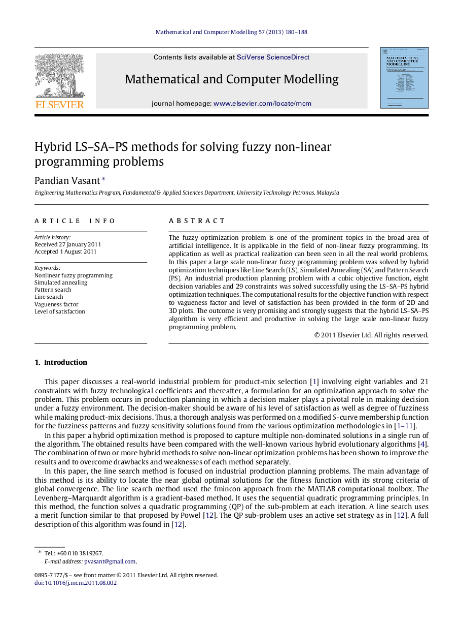 Hybrid LS–SA–PS methods for solving fuzzy non-linear programming problems