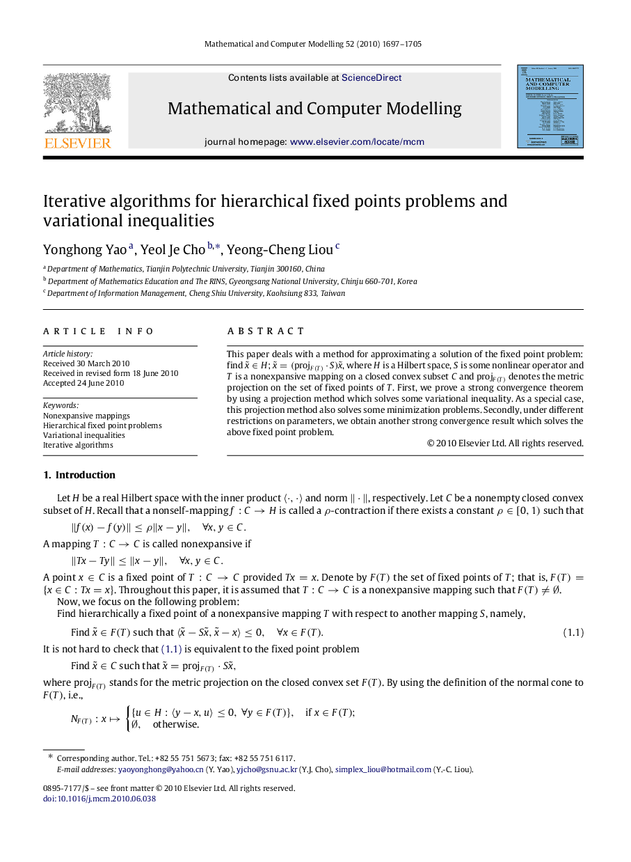 Iterative algorithms for hierarchical fixed points problems and variational inequalities