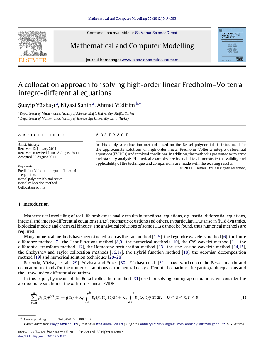 A collocation approach for solving high-order linear Fredholm–Volterra integro-differential equations