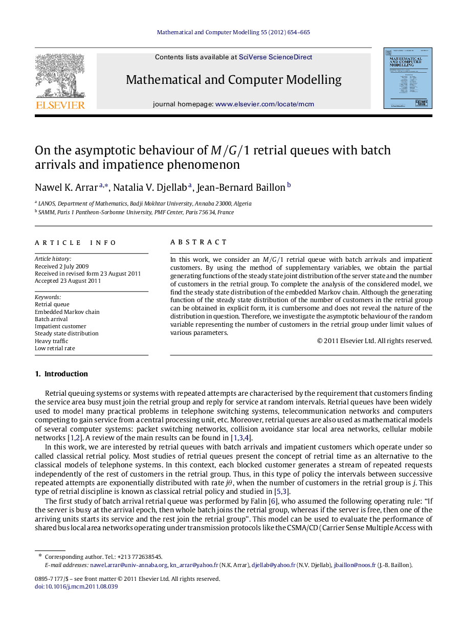 On the asymptotic behaviour of M/G/1M/G/1 retrial queues with batch arrivals and impatience phenomenon