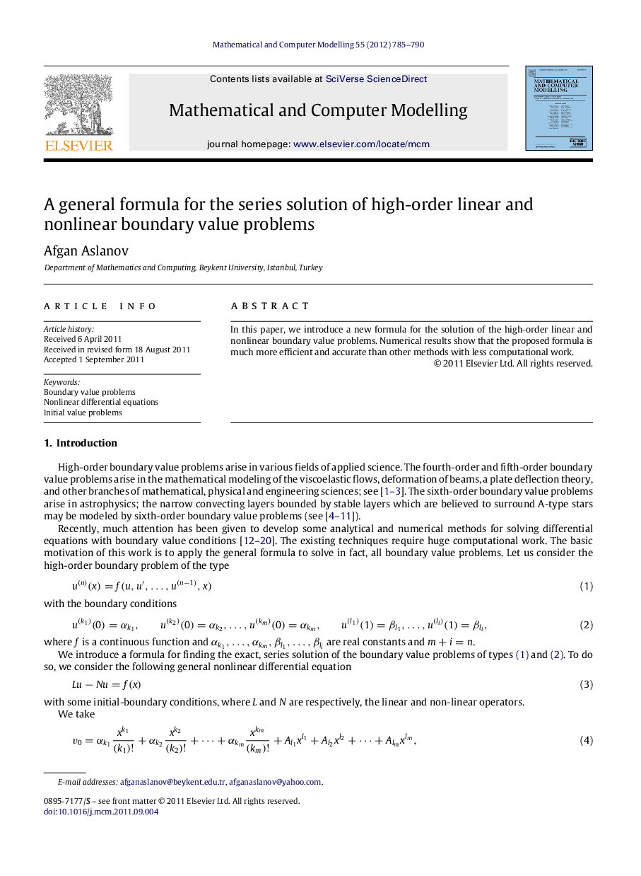 A general formula for the series solution of high-order linear and nonlinear boundary value problems