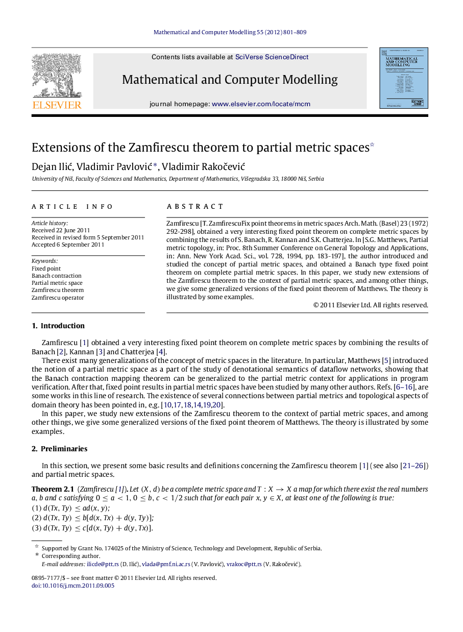 Extensions of the Zamfirescu theorem to partial metric spaces 