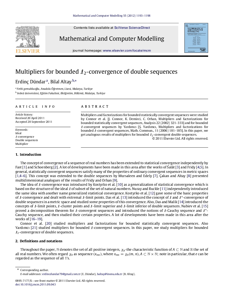 Multipliers for bounded I2I2-convergence of double sequences