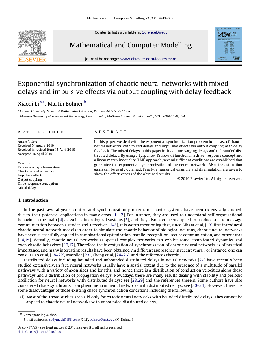 Exponential synchronization of chaotic neural networks with mixed delays and impulsive effects via output coupling with delay feedback