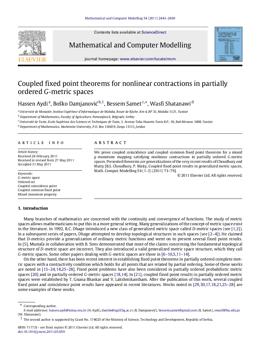 Coupled fixed point theorems for nonlinear contractions in partially ordered GG-metric spaces