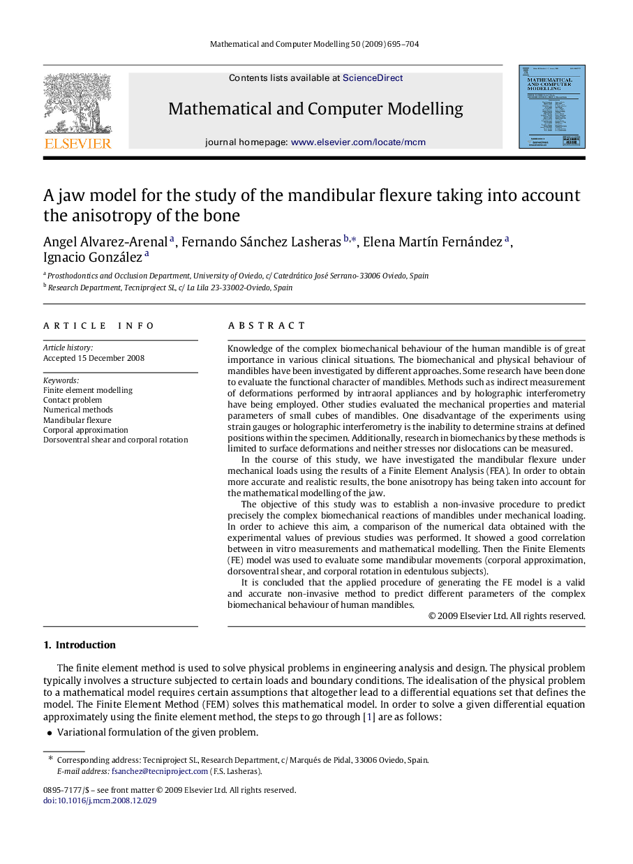 A jaw model for the study of the mandibular flexure taking into account the anisotropy of the bone