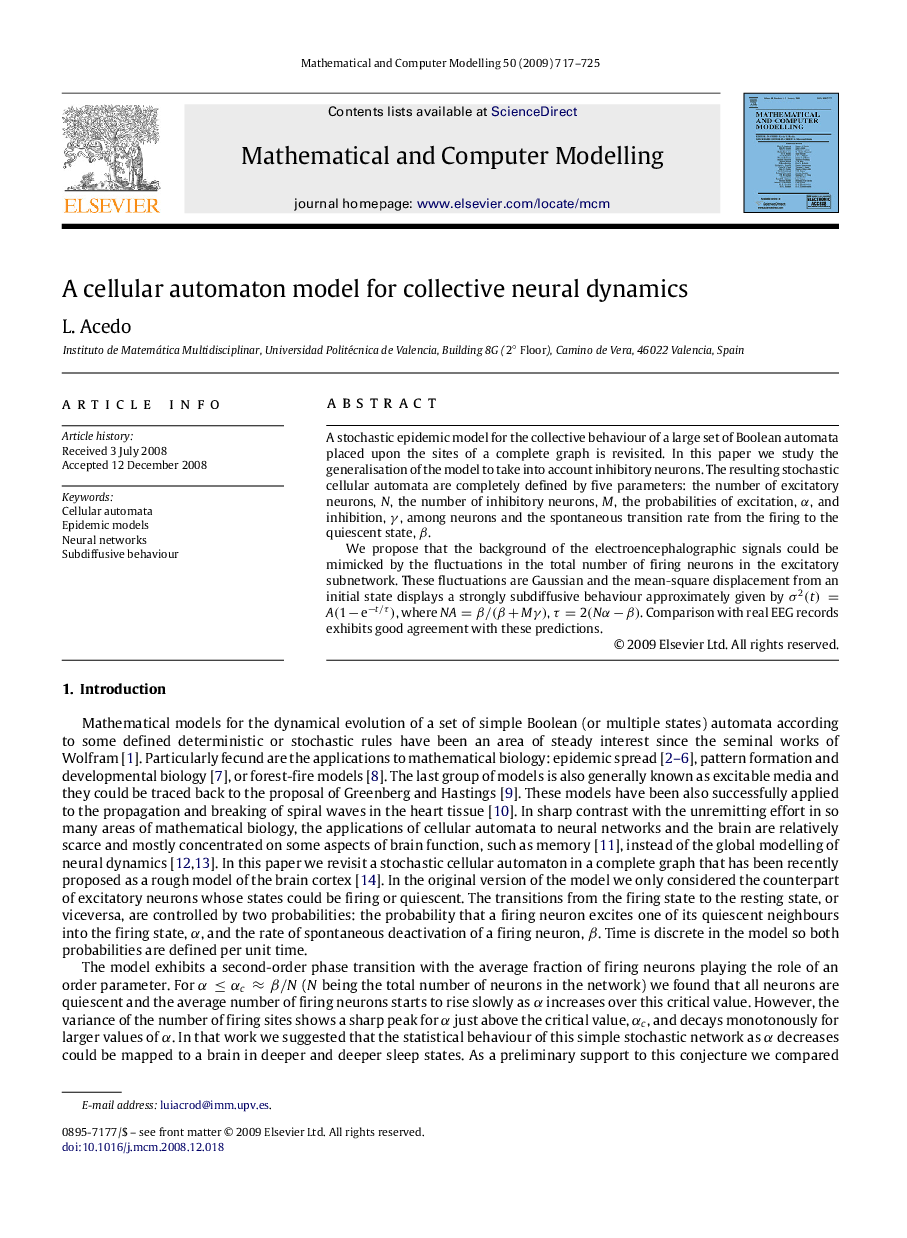 A cellular automaton model for collective neural dynamics