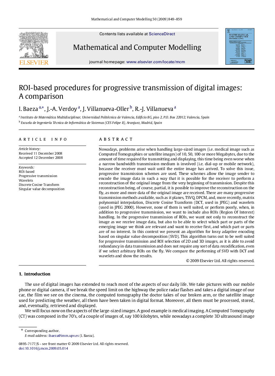 ROI-based procedures for progressive transmission of digital images: A comparison