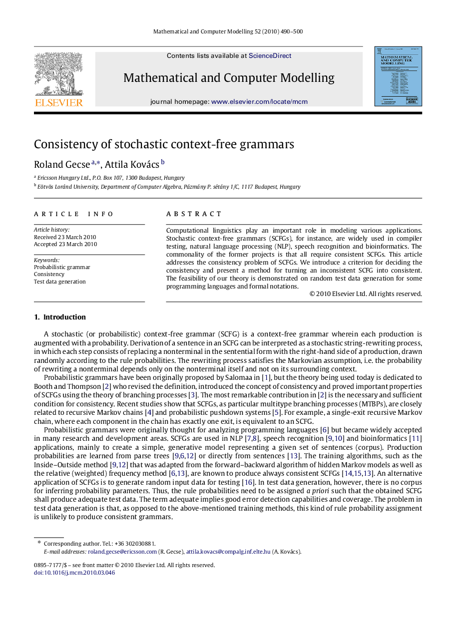 Consistency of stochastic context-free grammars