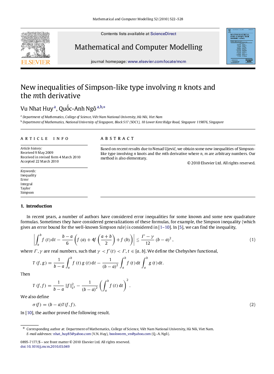 New inequalities of Simpson-like type involving nn knots and the mmth derivative