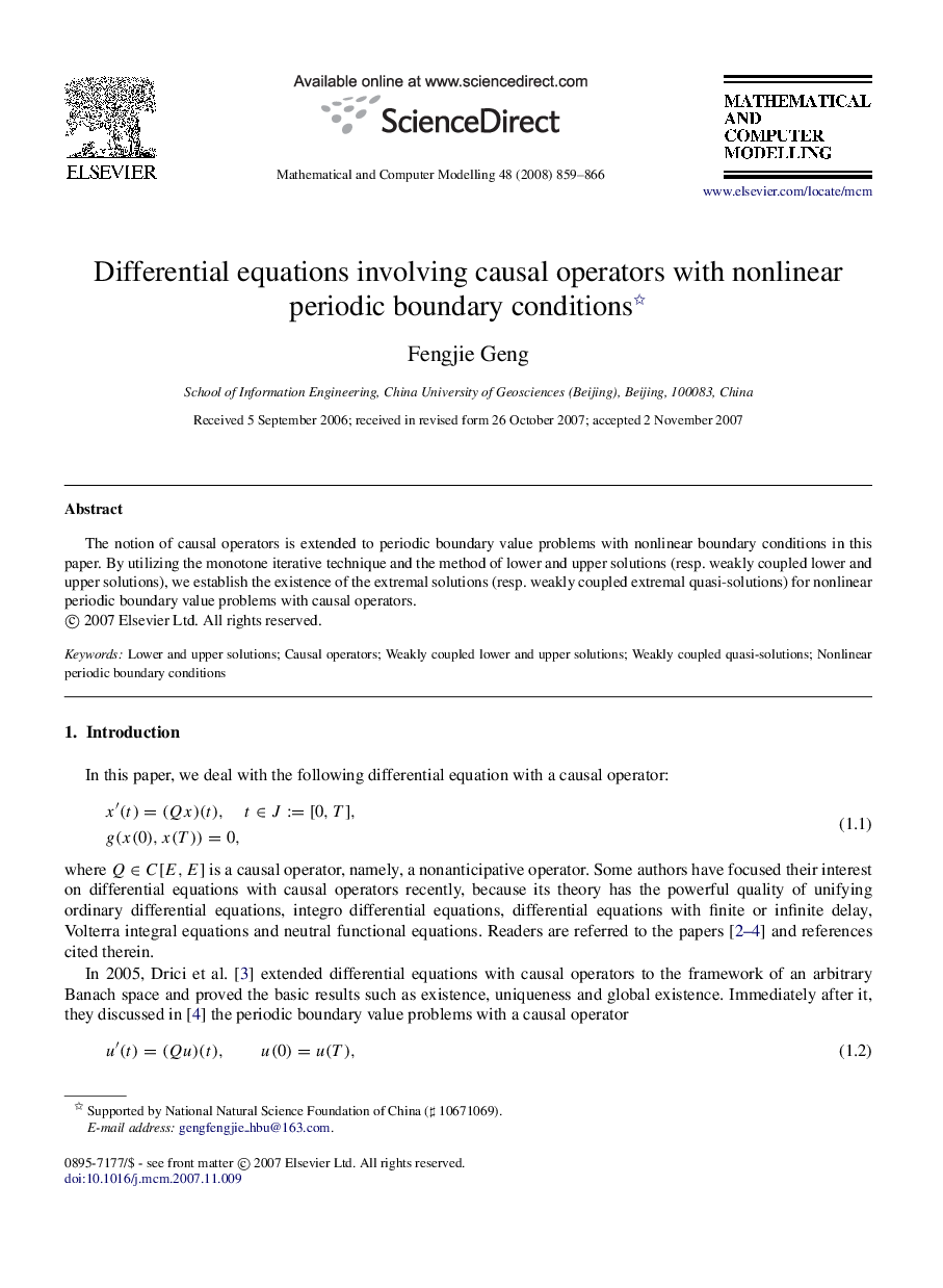 Differential equations involving causal operators with nonlinear periodic boundary conditions 