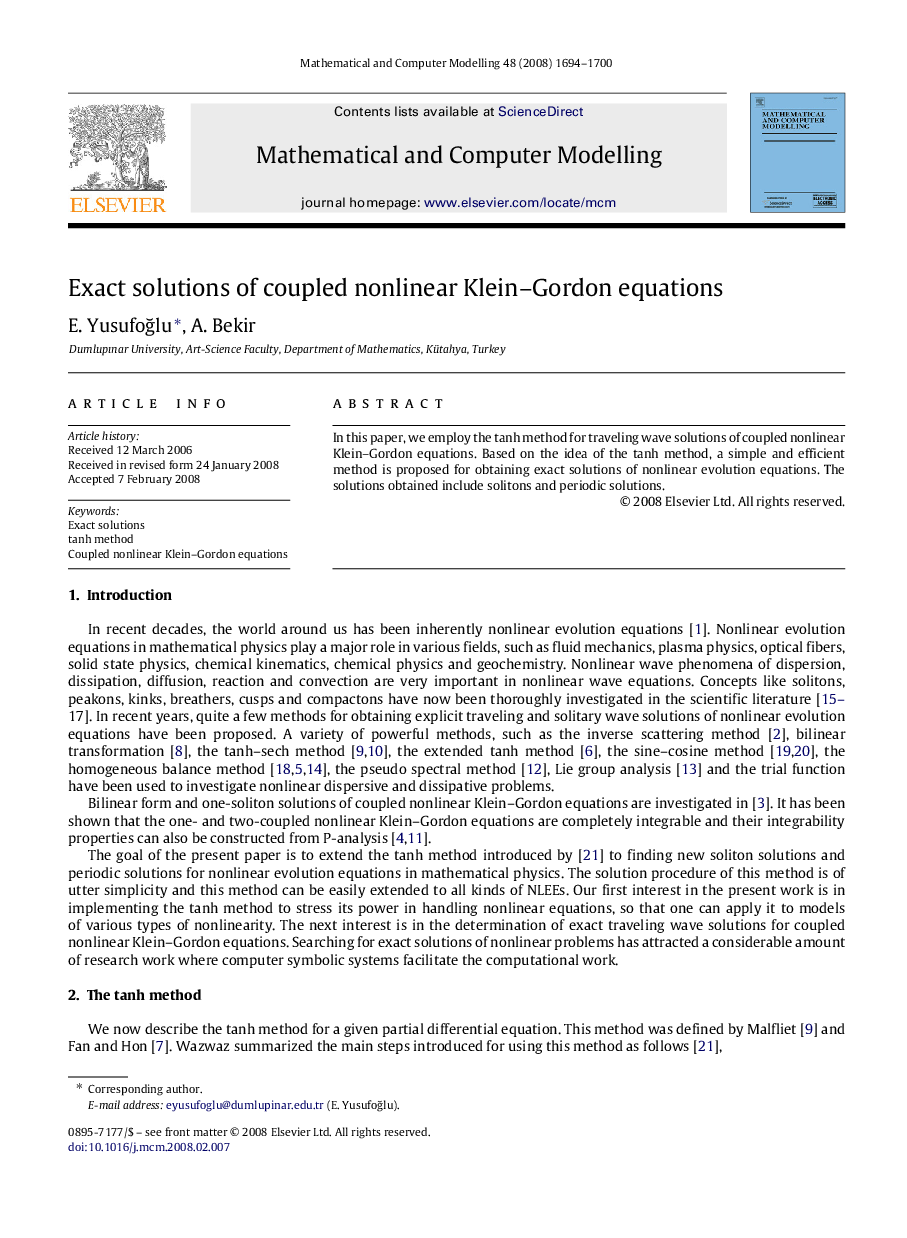 Exact solutions of coupled nonlinear Klein-Gordon equations