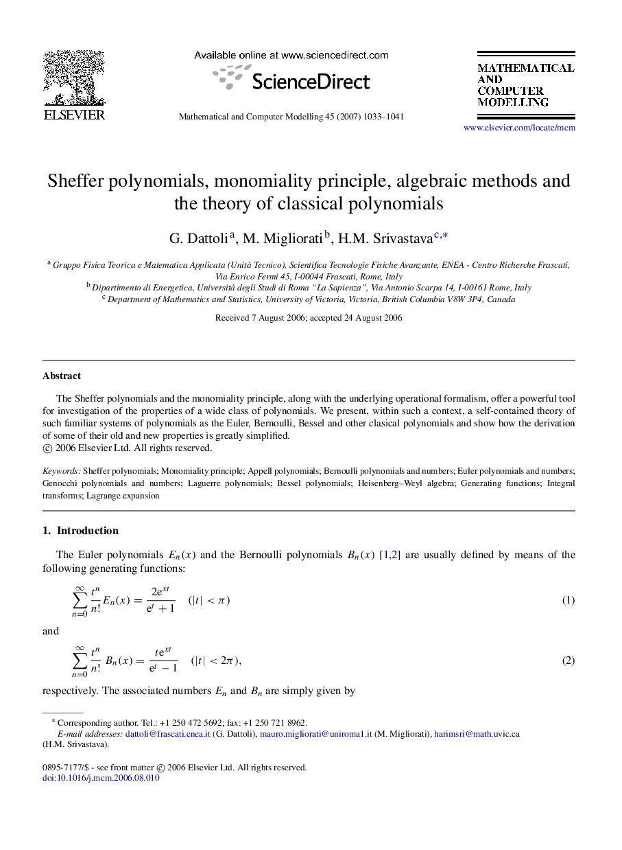 Sheffer polynomials, monomiality principle, algebraic methods and the theory of classical polynomials